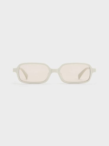 Bree Recycled Acetate Rectangular Sunglasses, Chalk, hi-res