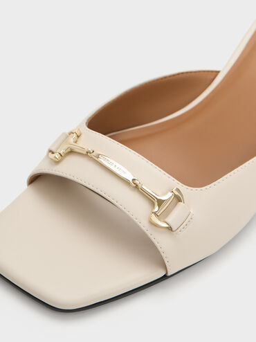 Erinna Metallc-Accent Wedge Mules, Cream, hi-res