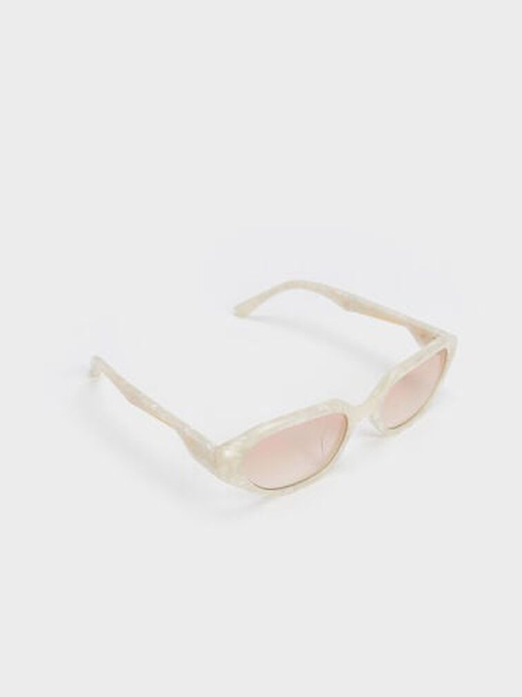 Acetate Oval Sunglasses, Cream, hi-res