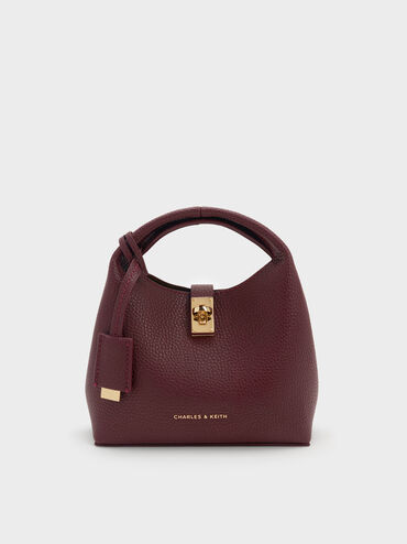 Mini Chance Turn-Lock Bucket Bag, Wineberry Red, hi-res
