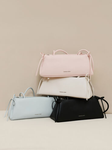 Hazel Bow Elongated Trapeze Shoulder Bag, Meringue White, hi-res