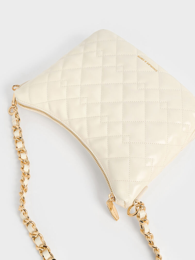 Duo Quilted Slouchy Hobo Bag, Cream, hi-res