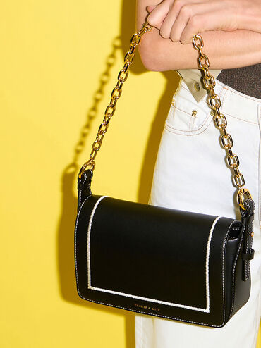 Astra Chain Handle Bag, Black, hi-res
