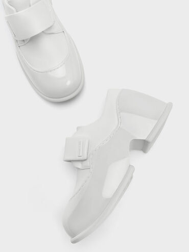 Pixie Patent Platform Loafers, White, hi-res