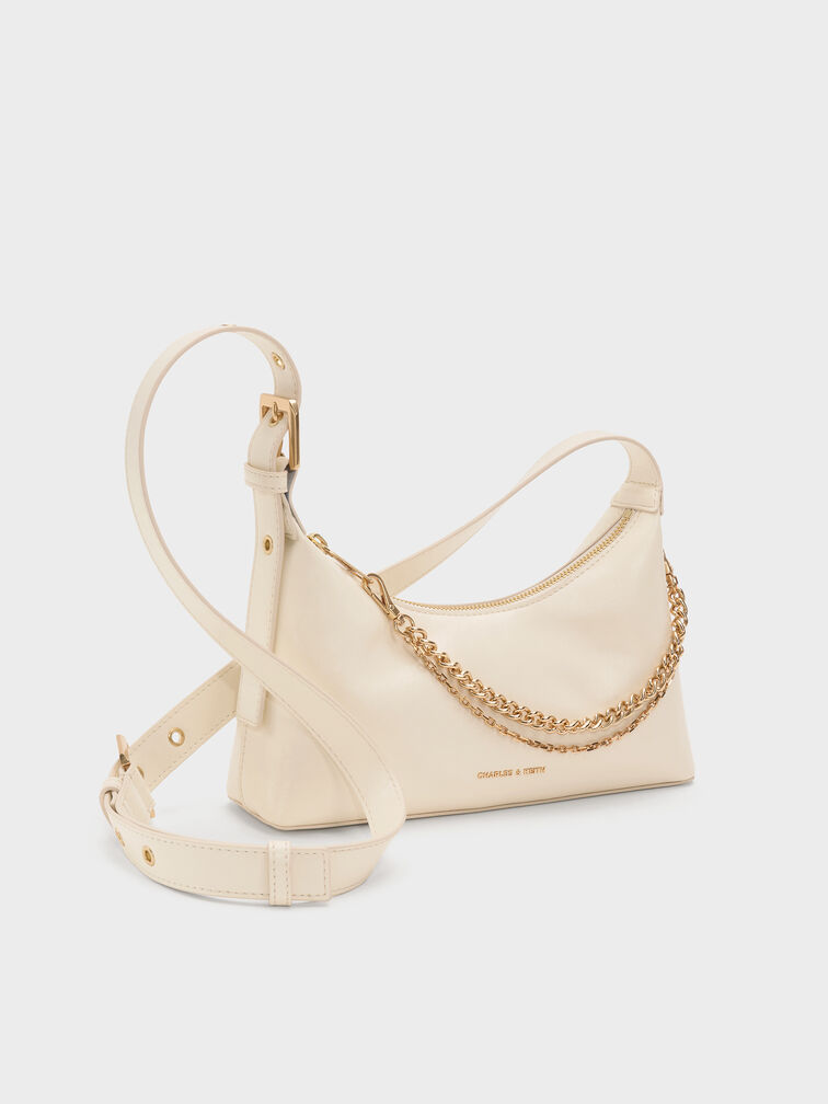 Atwood Chain-Embellished Shoulder Bag, Cream, hi-res