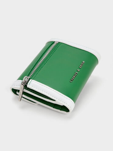 Alouette Contrast Trim Small Wallet, Green, hi-res