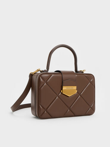 Veritgo Quilted Boxy Bag, Dark Brown, hi-res