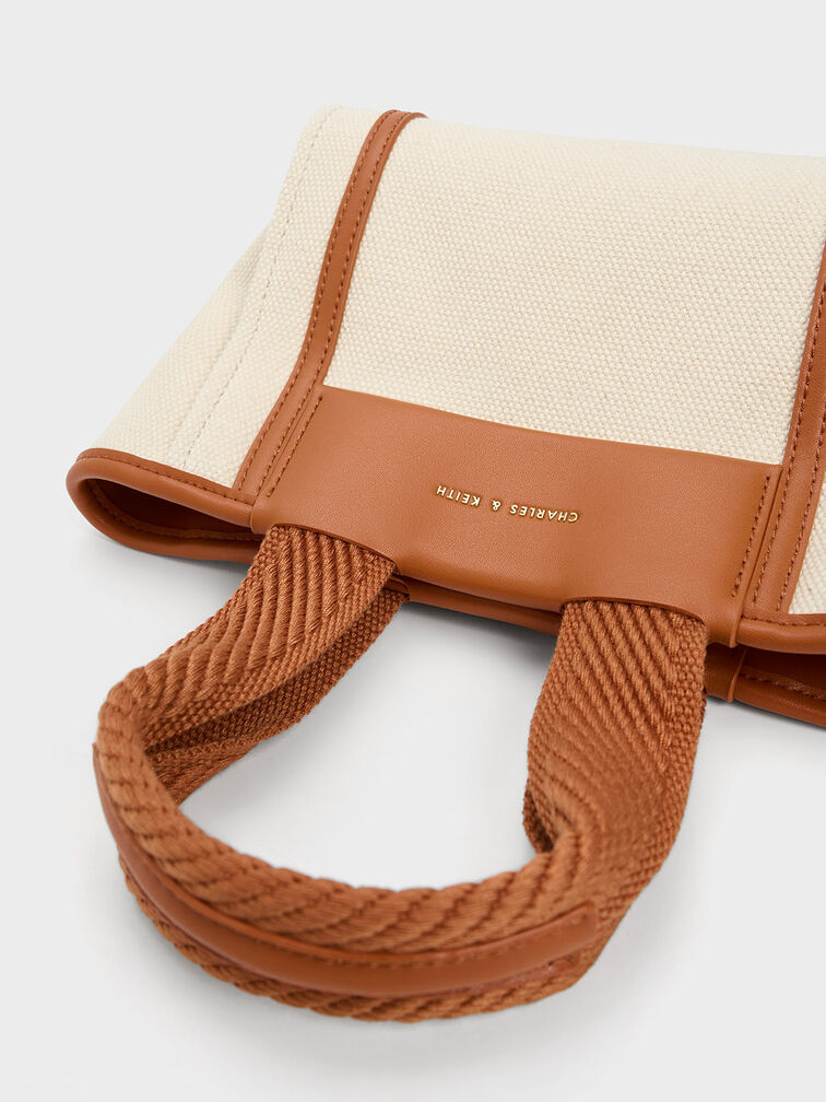 Shalia Canvas Chain-Handle Tote Bag, Cognac, hi-res