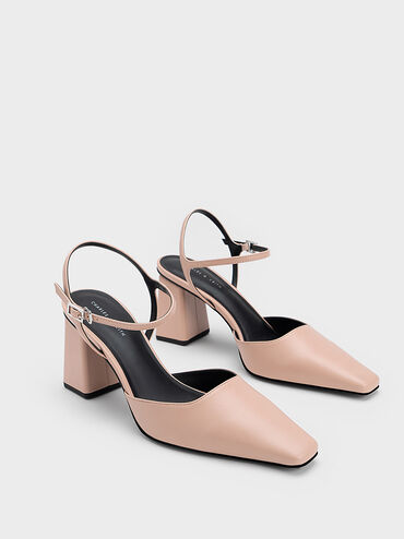 Tapered Block Heel Pumps, Nude, hi-res