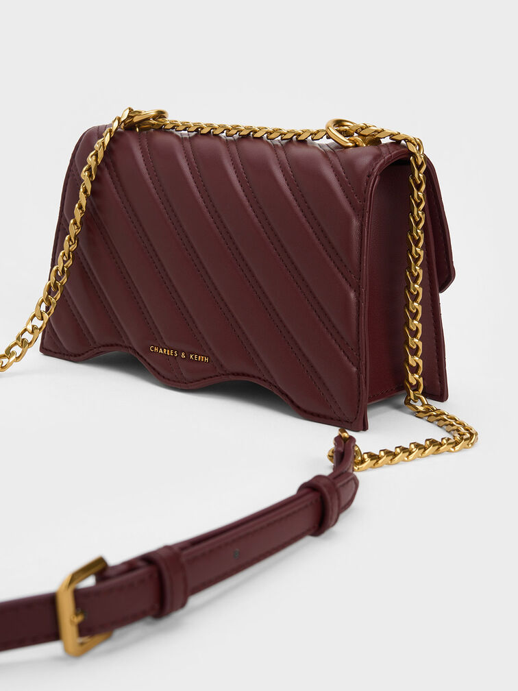 Freja Wavy Trapeze Crossbody Bag, Dark Chocolate, hi-res