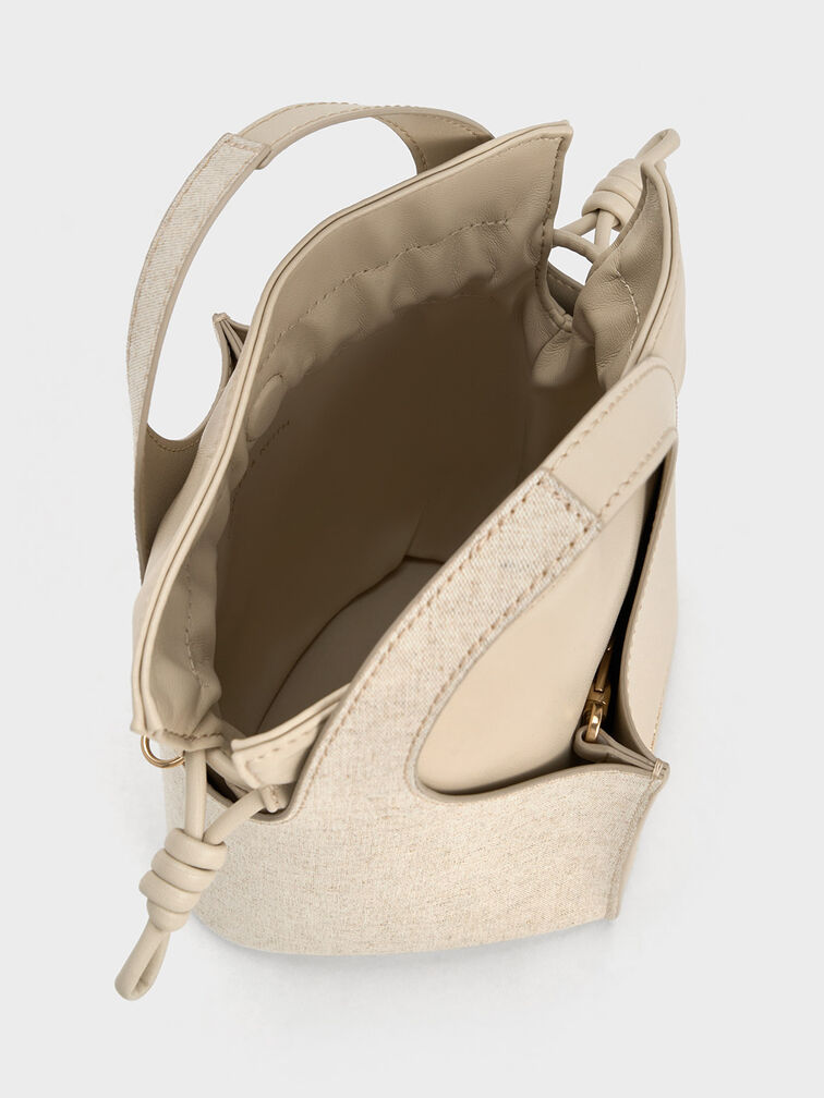Arlys Linen Bucket Bag, Beige, hi-res