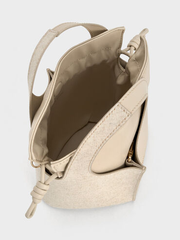 Arlys Linen Bucket Bag, Beige, hi-res