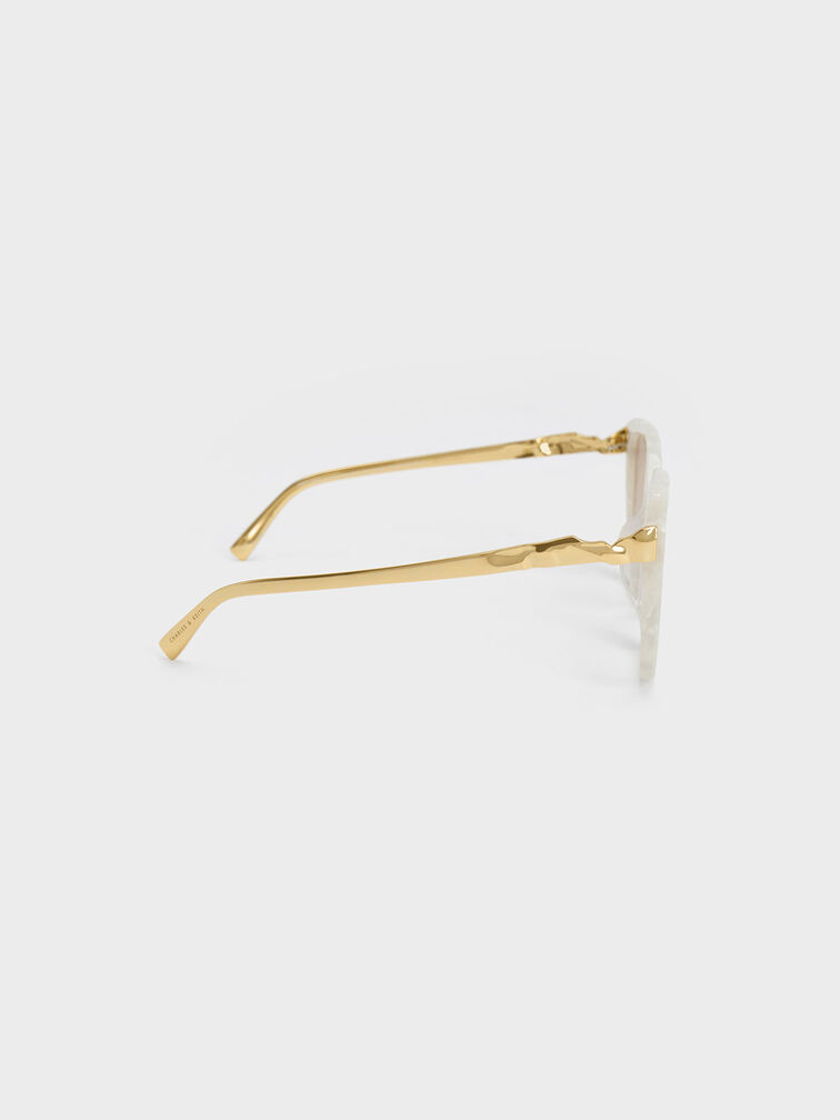 Oversized Square Acetate Sunglasses, Cream, hi-res