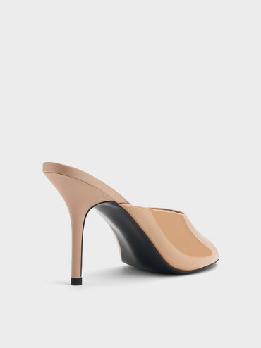 Patent Stiletto Mules, Nude, hi-res