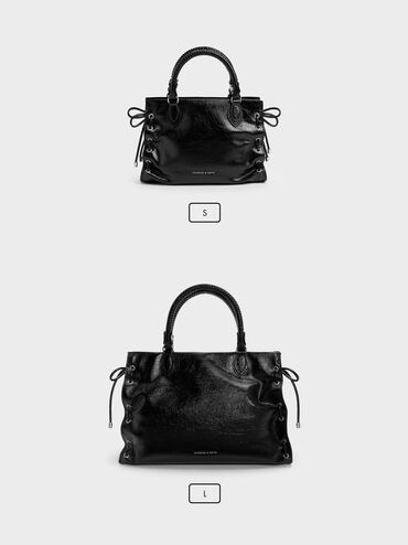 Large Nylah Grommet Lace-Up Tote Bag, Noir, hi-res
