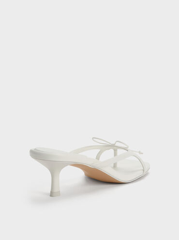 Bow Thong Kitten Heels, White, hi-res