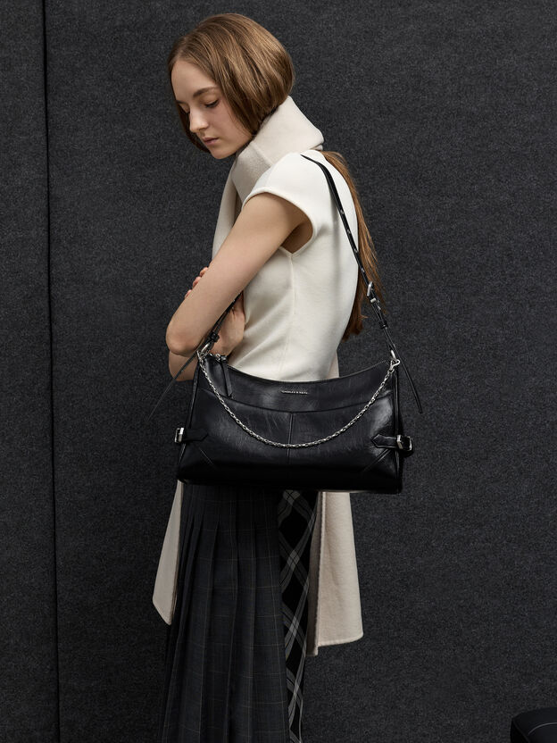 Antonella Chain-Strap Shoulder Bag, Noir, hi-res