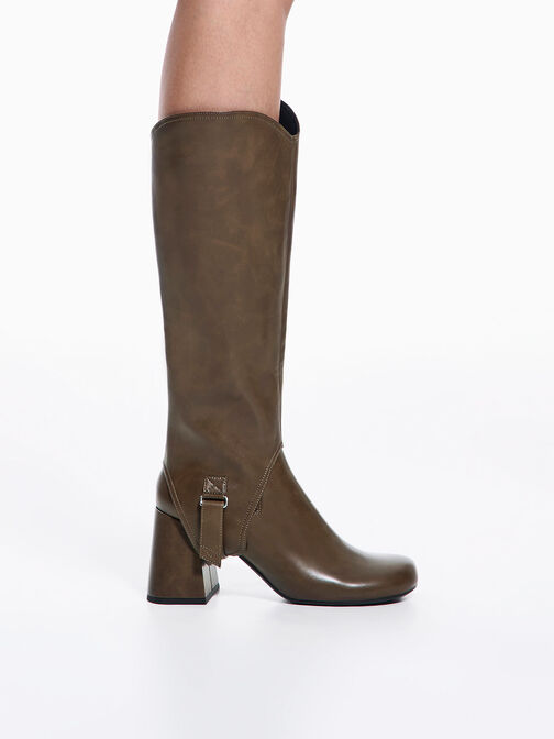 Gigi Block Heel Knee-High Boots, Dark Brown, hi-res