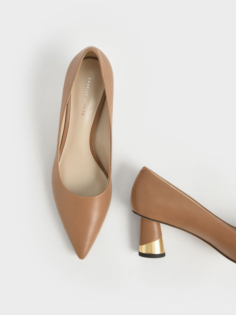 Cammie Metallic Sculptural Heel Pumps, Camel, hi-res