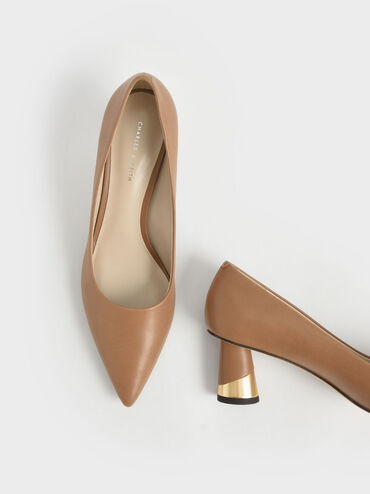 Cammie Metallic Sculptural Heel Pumps, Camel, hi-res