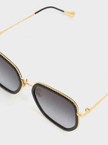 Recycled Acetate Butterfly Sunglasses, Black, hi-res