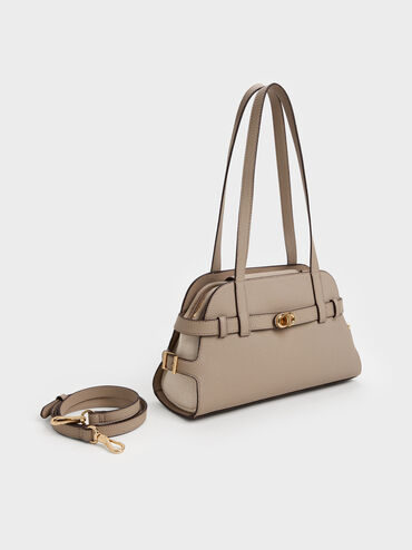 Aubrielle Belted Shoulder Bag, Taupe, hi-res