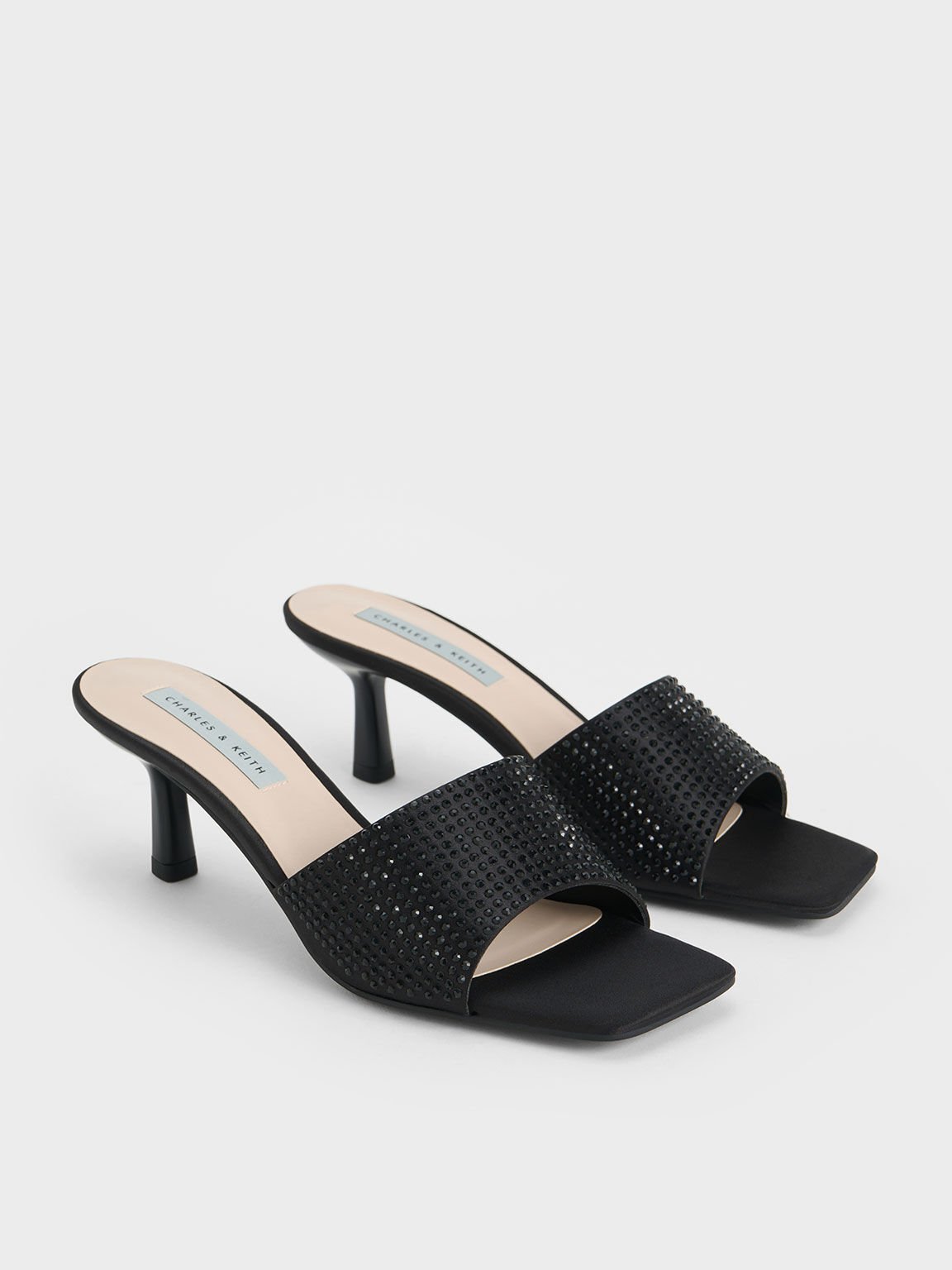 Black heeled shop mule sandals
