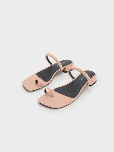 Beaded Toe-Ring Sandals, Nude, hi-res