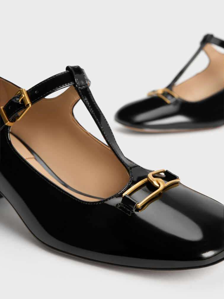 Gabine Leather T-Bar Mary Jane Pumps, Black Box, hi-res