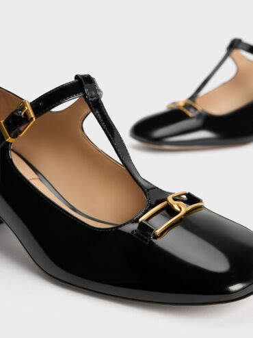 Gabine Leather T-Bar Mary Jane Pumps, Black Box, hi-res