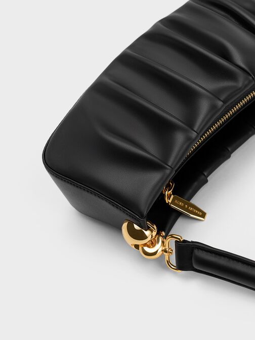 Aldora Ruched Shoulder Bag, Black, hi-res