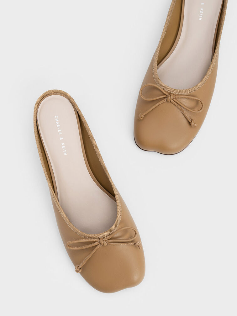Bow Slip-On Flats, Camel, hi-res