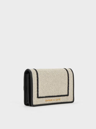 Astra Canvas Contrast Trim Wallet, Black Textured, hi-res