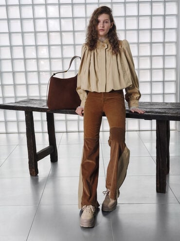 Edna Recycled Suede Tote Bag, Espresso Brown, hi-res