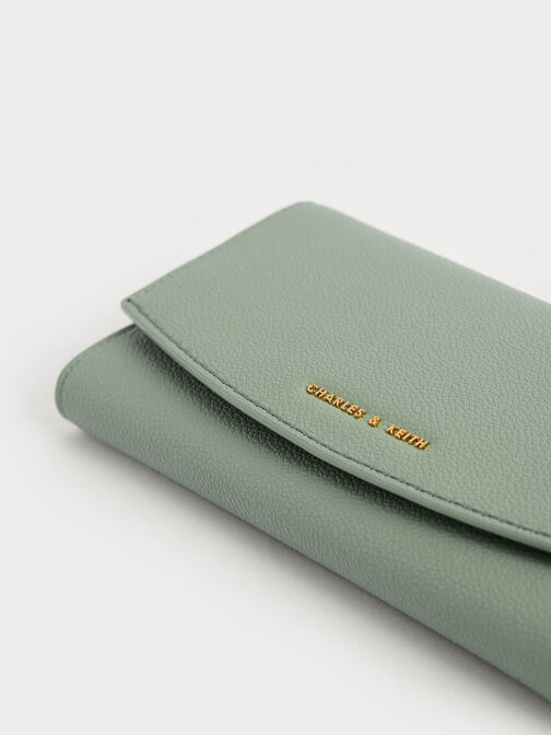 Front Flap Long Wallet, Sage Green, hi-res