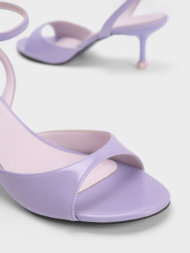 Sculptural Heel Ankle-Strap Pumps, Purple, hi-res