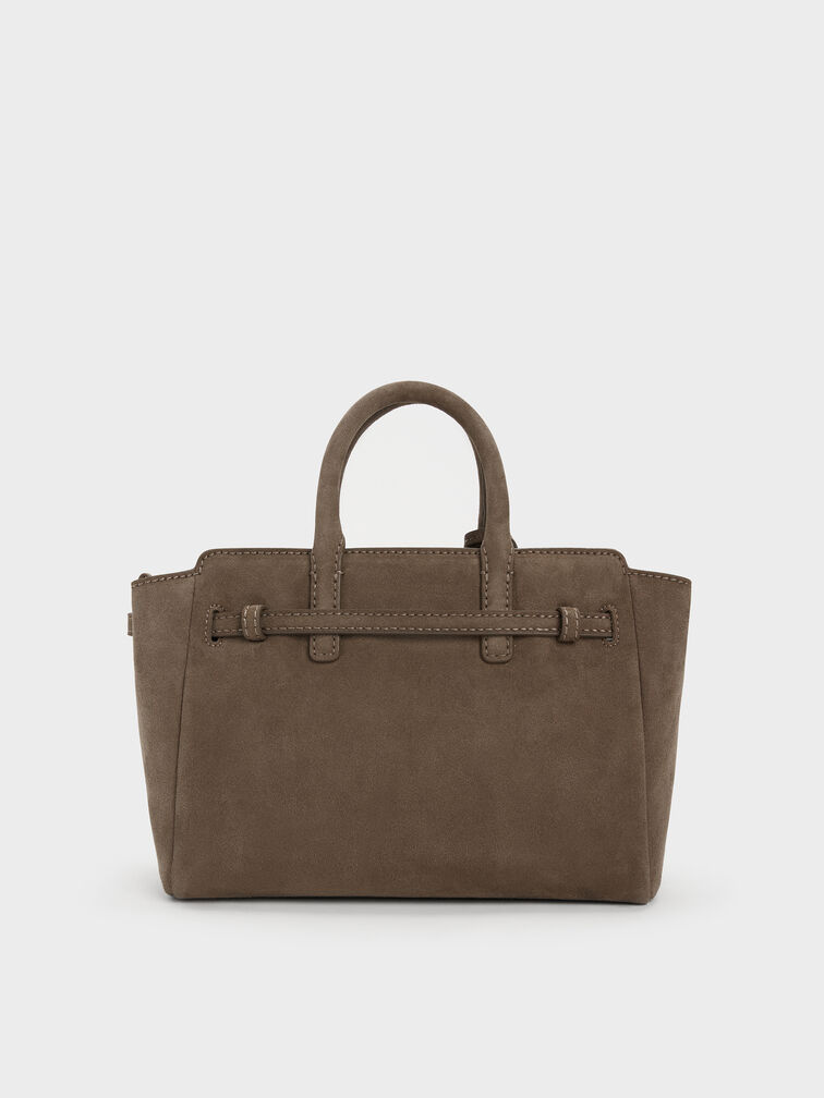 Mini Delfina Belted Tote Bag, Stone Grey, hi-res