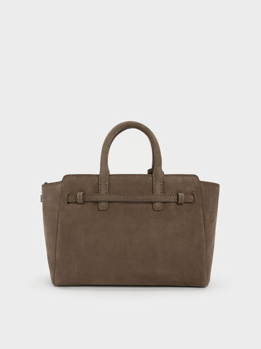 Mini Delfina Belted Tote Bag, Stone Grey, hi-res