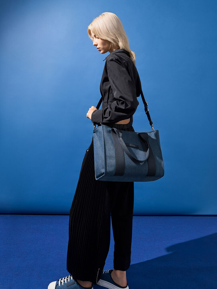 Kay Denim Tote Bag, Denim Blue, hi-res