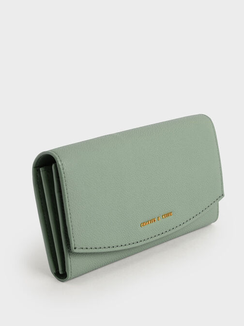 Front Flap Long Wallet, Sage Green, hi-res