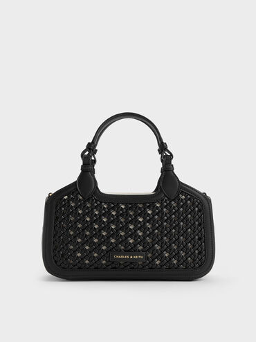 Mini Azure Woven Tote Bag, Black, hi-res