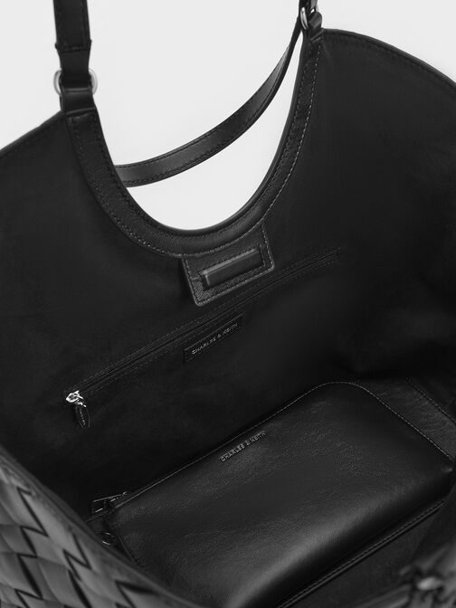 Ivette Woven Tote Bag, Noir, hi-res