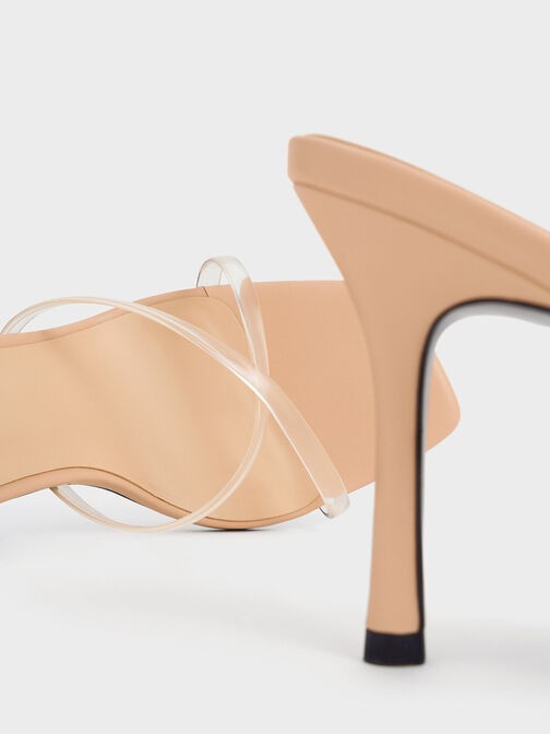 Crossover-Strap Stiletto-Heel Sandals, Nude, hi-res
