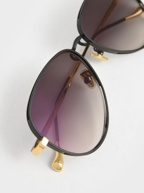 Tinted Aviator Sunglasses, Black, hi-res