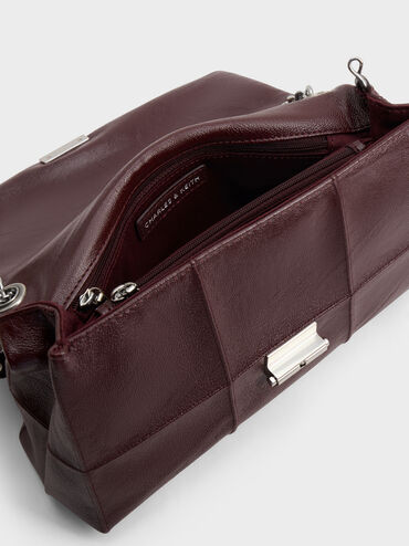 Delfina Quilted Chain-Strap Shoulder Bag, Wineberry Red, hi-res