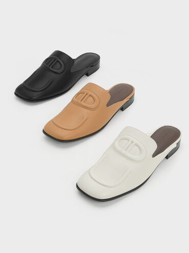 Oval Stitch-Trim Slip-On Flats, Black, hi-res