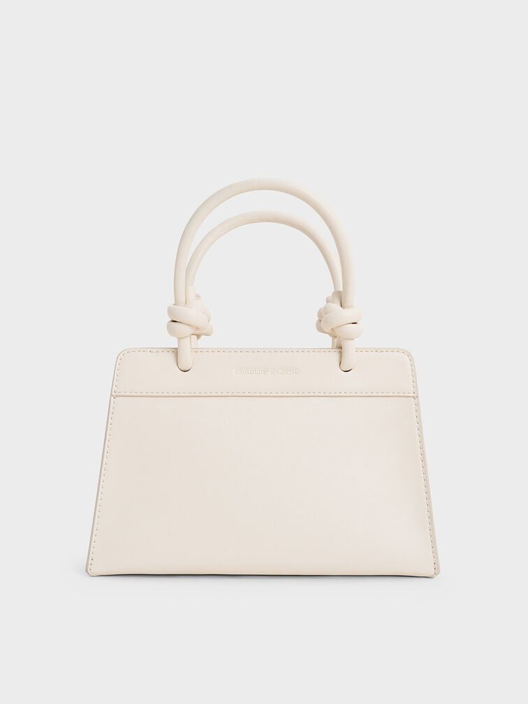 Sabine Knotted-Handle Trapeze Tote Bag, Cream, hi-res