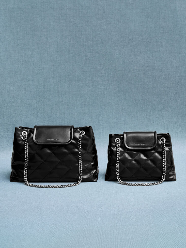 Apfra Quilted Shoulder Bag, Noir, hi-res