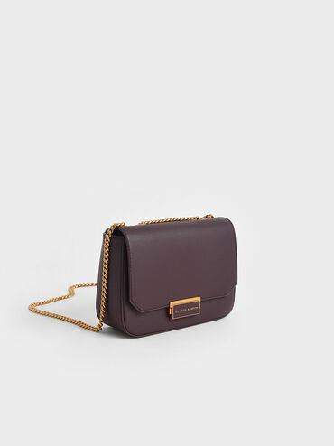 Chain Strap Shoulder Bag, Dark Oak, hi-res