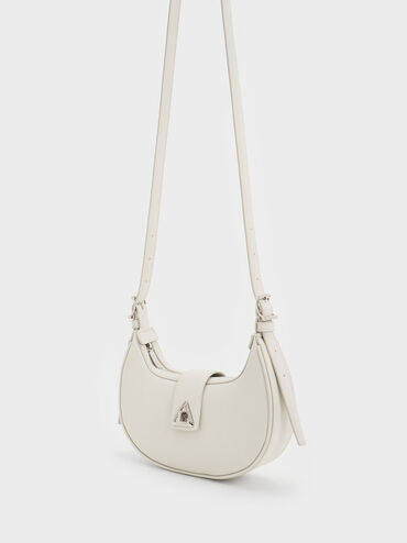Trice Metallic-Accent Belted Shoulder Bag, Chalk, hi-res